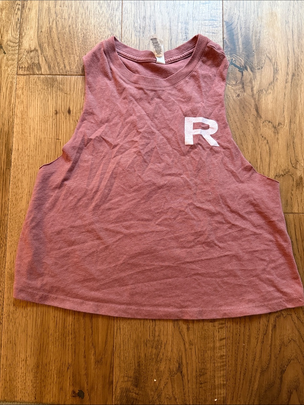 Rogue Dusty Rose Cropped Tank with White 'R' Logo